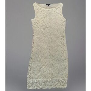 White Lace Bridal Shower Dress Womens 6 Sleeveless Shift Wedding Party Tiana B